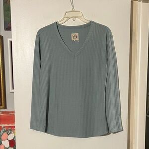 Chaser light green v-neck long sleeve top